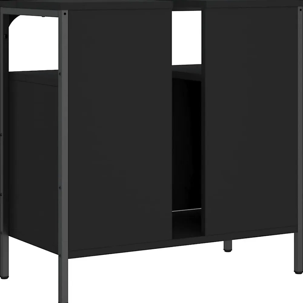 zmh Armoire lavabo de salle de bain noir 60x30x60 cm