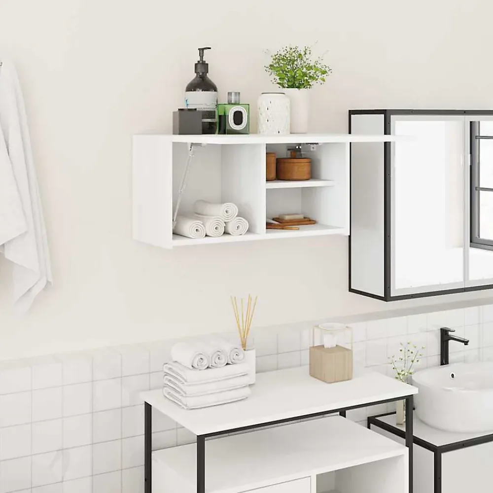 zmh Armoire murale de bain blanc 60x25x30 cm bois d'ingénierie