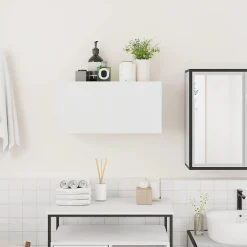 zmh Armoire murale de bain blanc 60x25x30 cm bois d'ingénierie