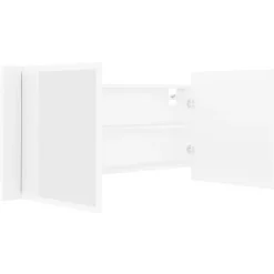 zmh Armoire salle de bain à miroir LED Blanc 100x12x45 cm Acrylique