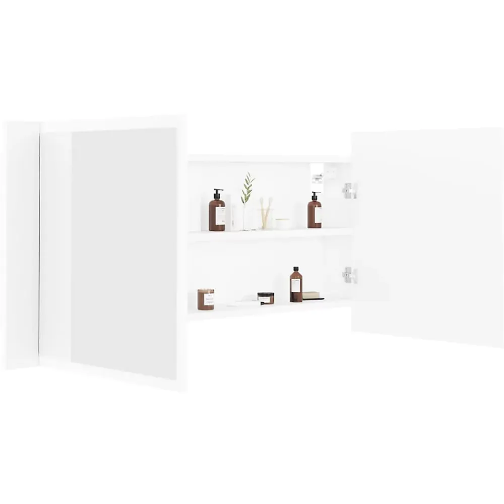 zmh Armoire salle de bain à miroir LED Blanc 100x12x45 cm Acrylique