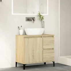 Meuble Wc|zmh Armoire salle de bain chêne sonoma 65x33x60 cm