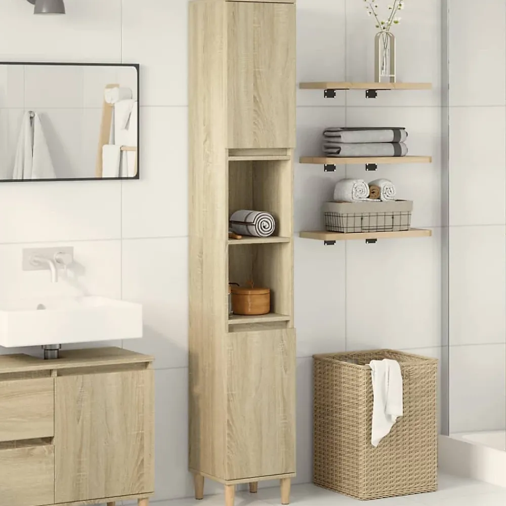 zmh Armoire salle de bain chêne sonoma 30x30x190 cm