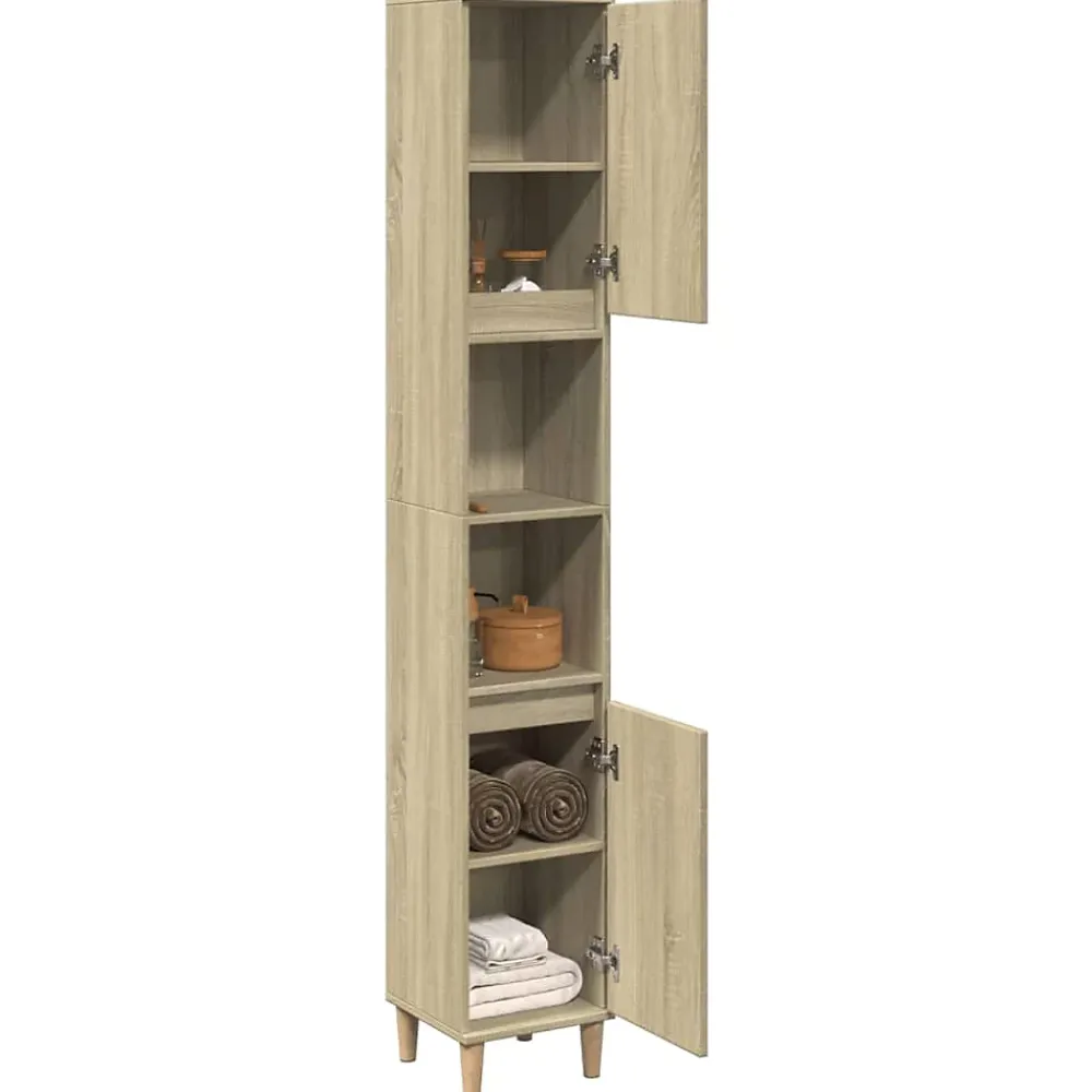 zmh Armoire salle de bain chêne sonoma 30x30x190 cm