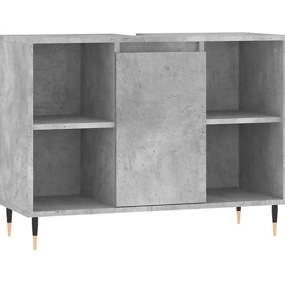 zmh Armoire salle de bain gris béton 80x33x60cm bois d'ingénierie
