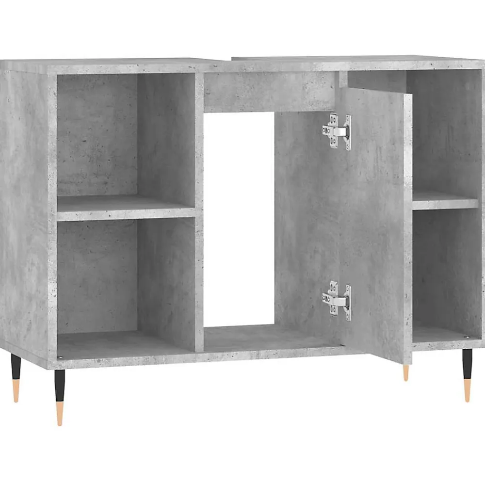 zmh Armoire salle de bain gris béton 80x33x60cm bois d'ingénierie