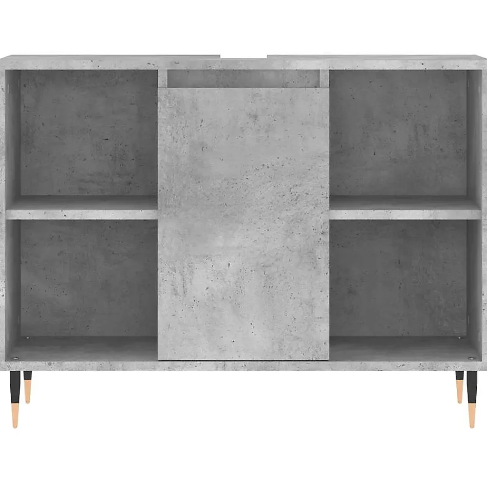 zmh Armoire salle de bain gris béton 80x33x60cm bois d'ingénierie