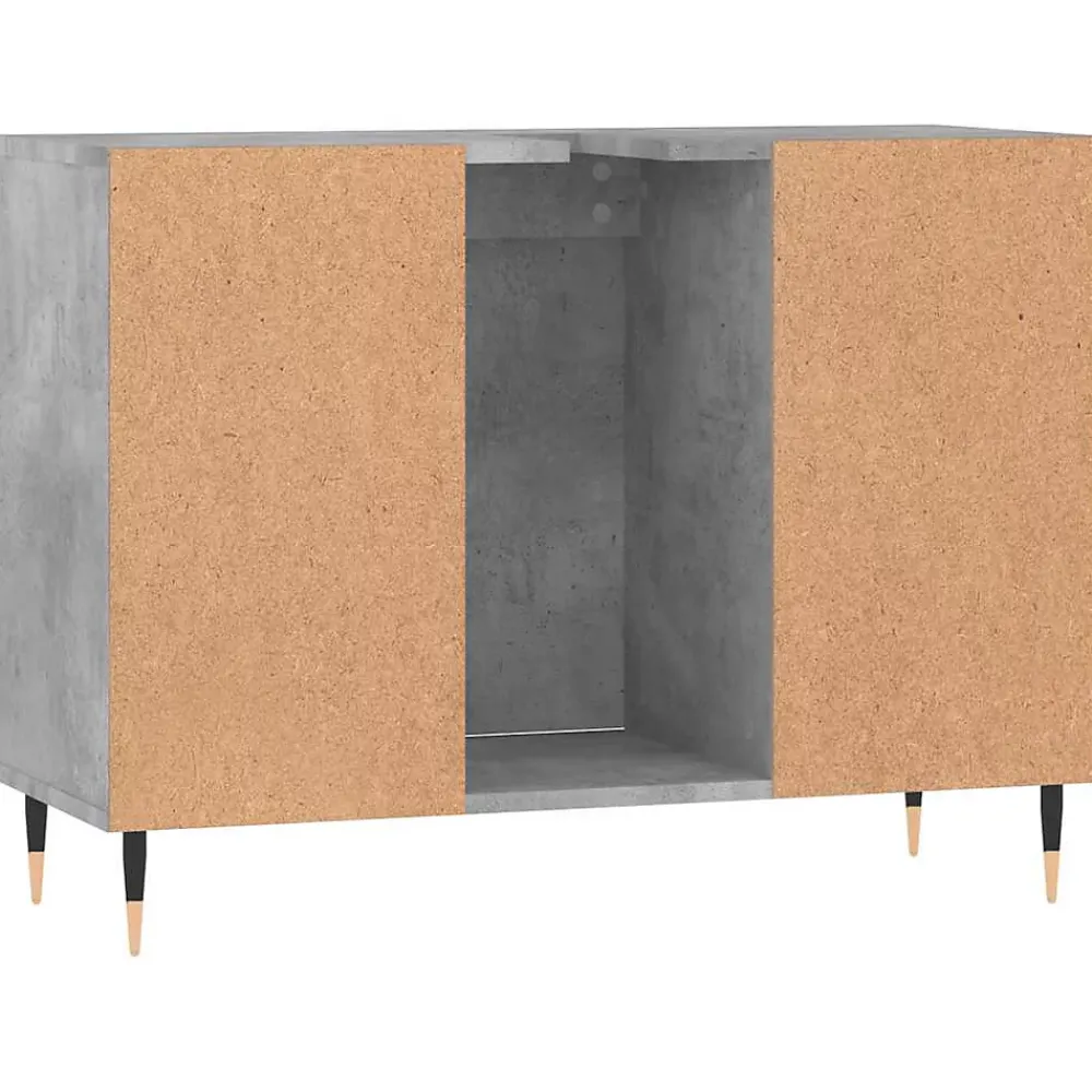 zmh Armoire salle de bain gris béton 80x33x60cm bois d'ingénierie