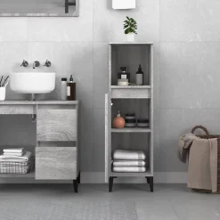 Meuble Wc|zmh Armoire salle de bain sonoma gris 30x30x100 cm