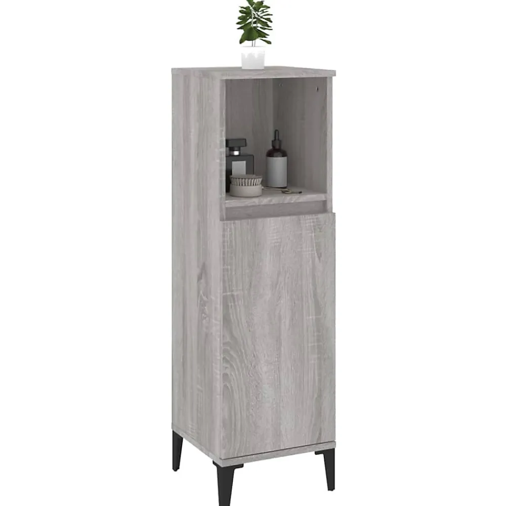 Meuble Wc|zmh Armoire salle de bain sonoma gris 30x30x100 cm