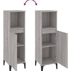 Meuble Wc|zmh Armoire salle de bain sonoma gris 30x30x100 cm