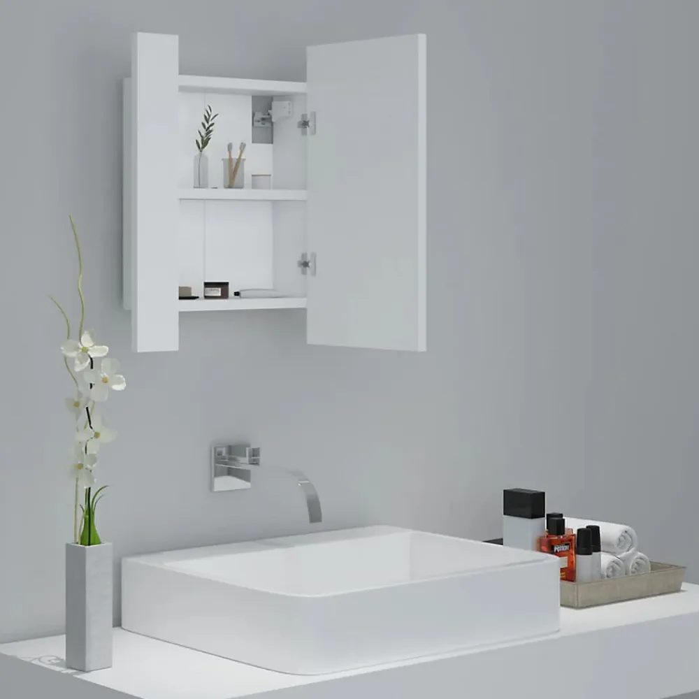 zmh Armoire salle de bain à miroir LED Blanc 40x12x45 cm Acrylique