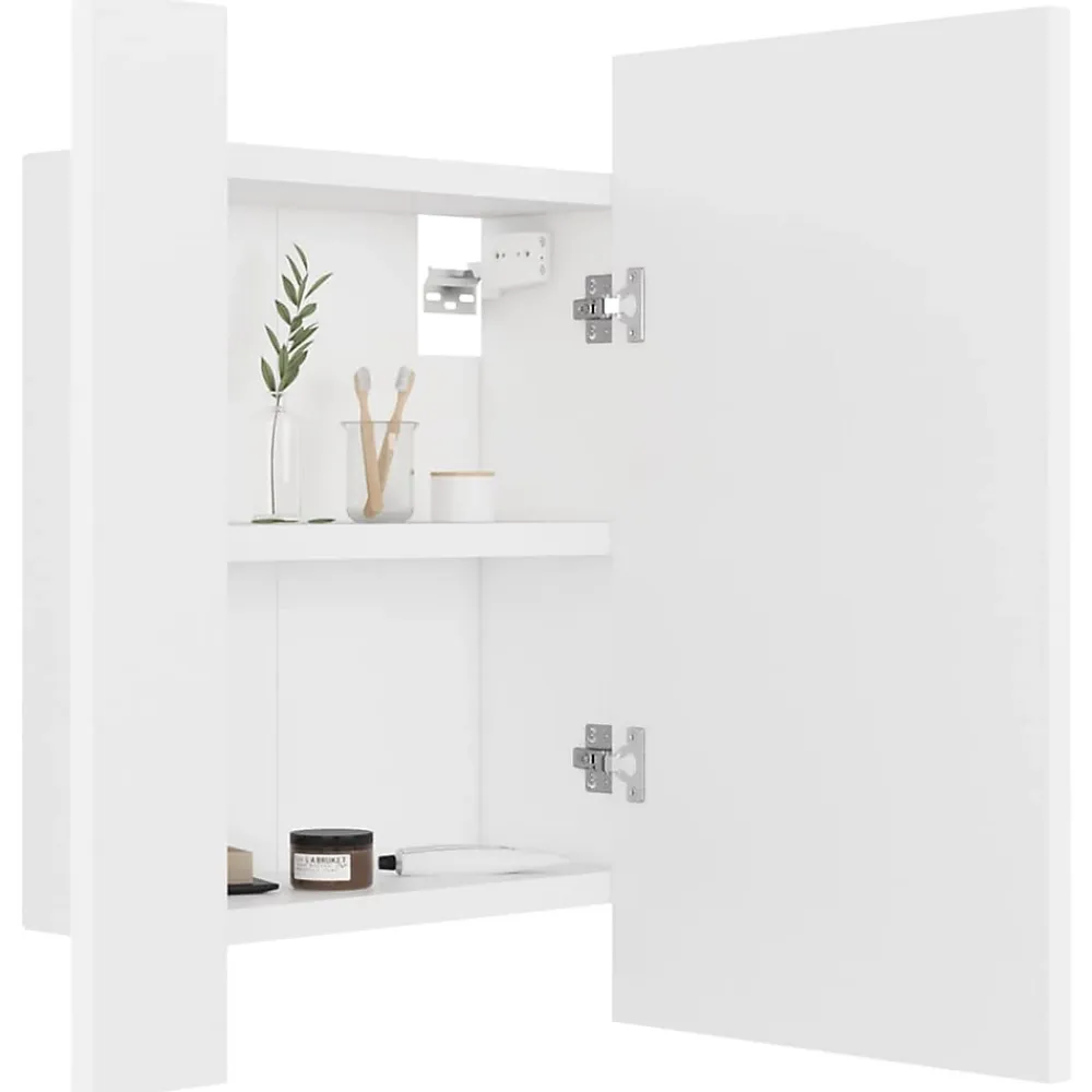 zmh Armoire salle de bain à miroir LED Blanc 40x12x45 cm Acrylique