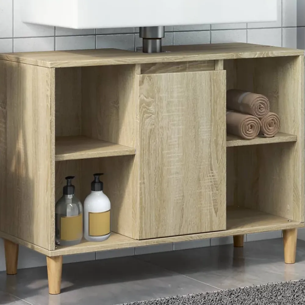 Meuble Wc|zmh Armoire salle de bain chêne sonoma 80x33x60cm bois d'ingénierie