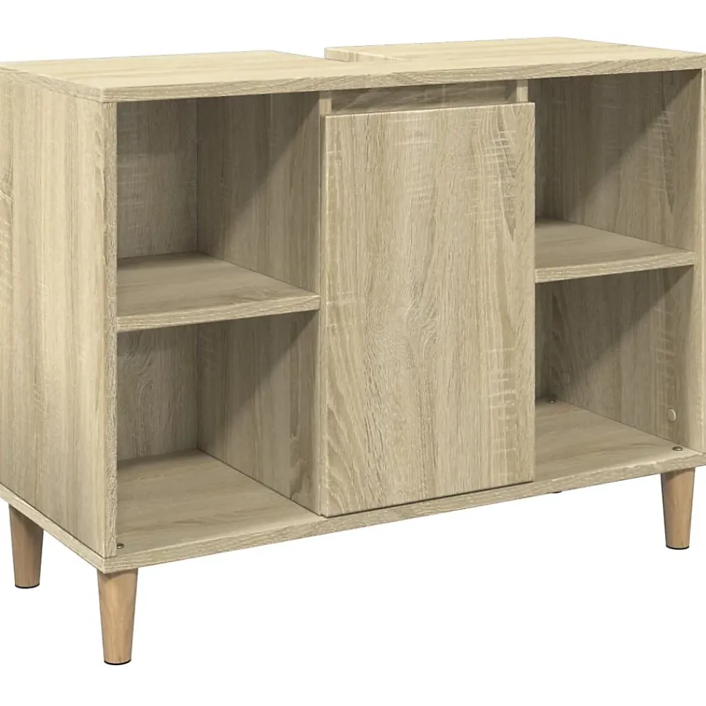 Meuble Wc|zmh Armoire salle de bain chêne sonoma 80x33x60cm bois d'ingénierie