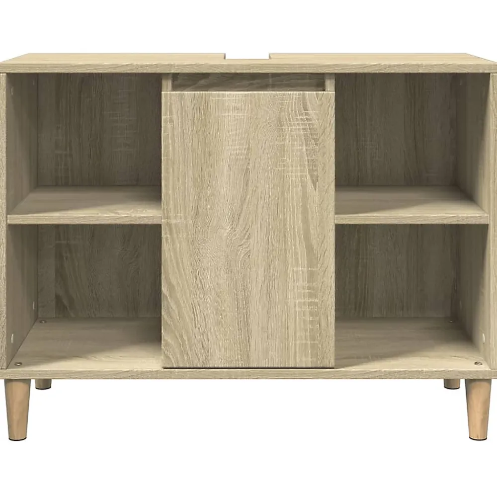 Meuble Wc|zmh Armoire salle de bain chêne sonoma 80x33x60cm bois d'ingénierie