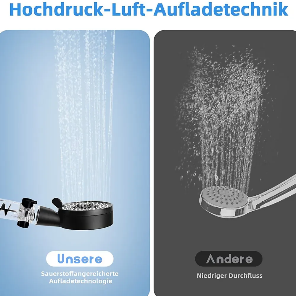 Pommeau De Douche, Flexible Et Barre De Douche|zmh Douchette à main noire à économie d'eau avec flexible de 1,5 m pour salle de bain