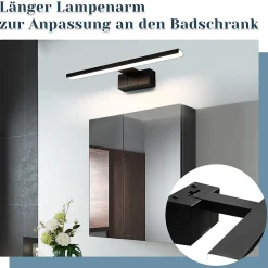 zmh Lampe Miroir LED Noire 30CM IP44 pour Salle de Bain - Éclairage Sûr et Élégant
