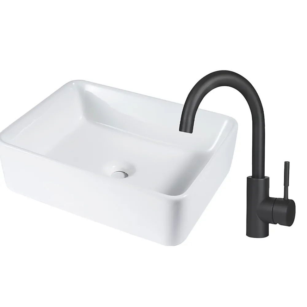 Plan Simple Vasque|zmh Lavabo Carré Céramique à Poser, 48x37x13,5cm, Finition Nano Effet Lotus, Blanc