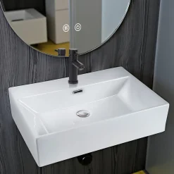 Plan Simple Vasque|zmh Lavabo Carré En Céramique à Poser 60x42x15cm Blanc