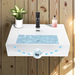Plan Simple Vasque|zmh Lavabo Carré En Céramique à Poser 60x42x15cm Blanc