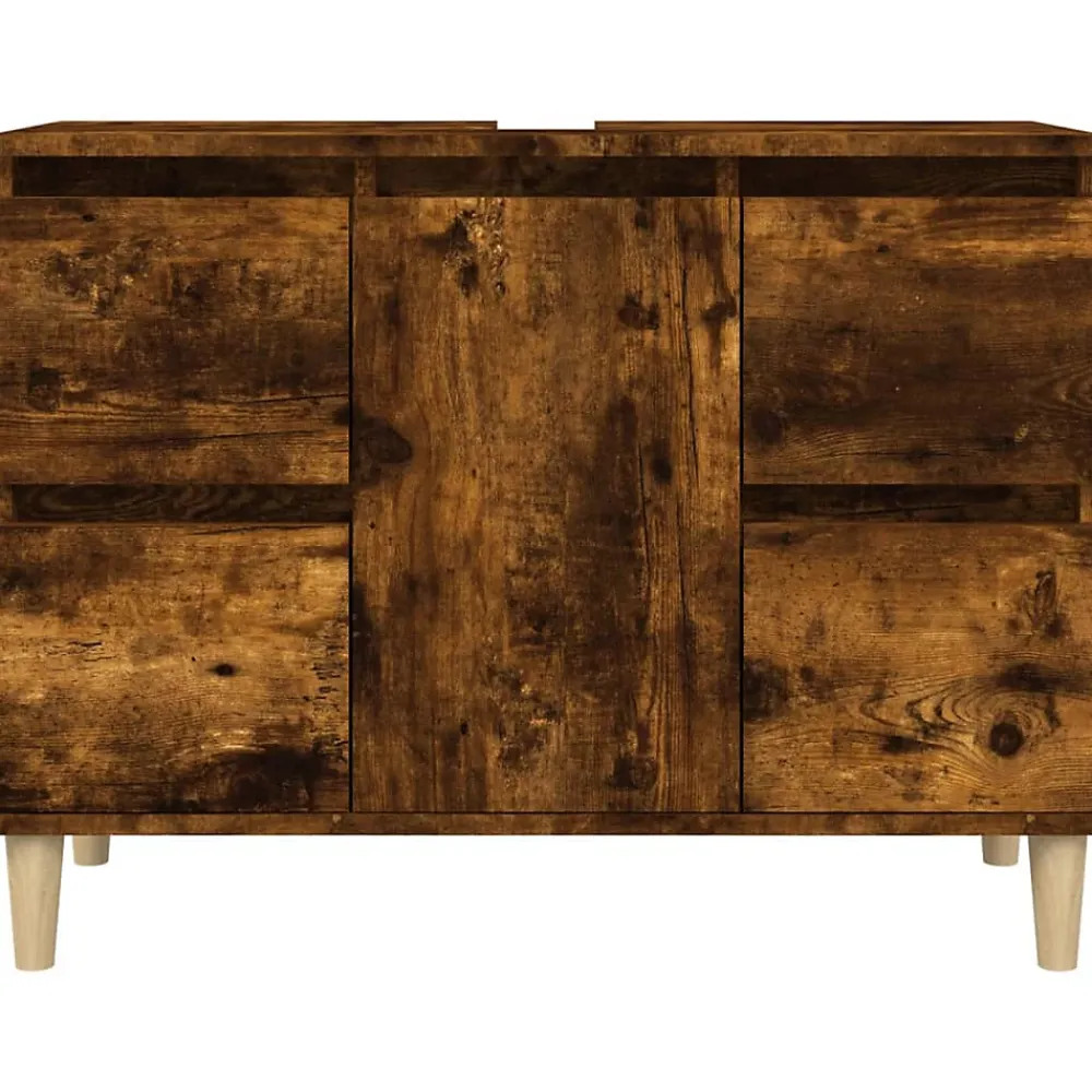 zmh Meuble d'évier chêne fumé 80x33x60 cm bois d'ingénierie
