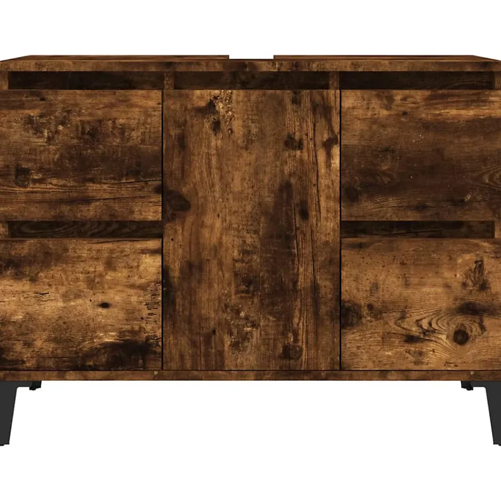 zmh Meuble d'évier chêne fumé 80x33x60 cm bois d'ingénierie