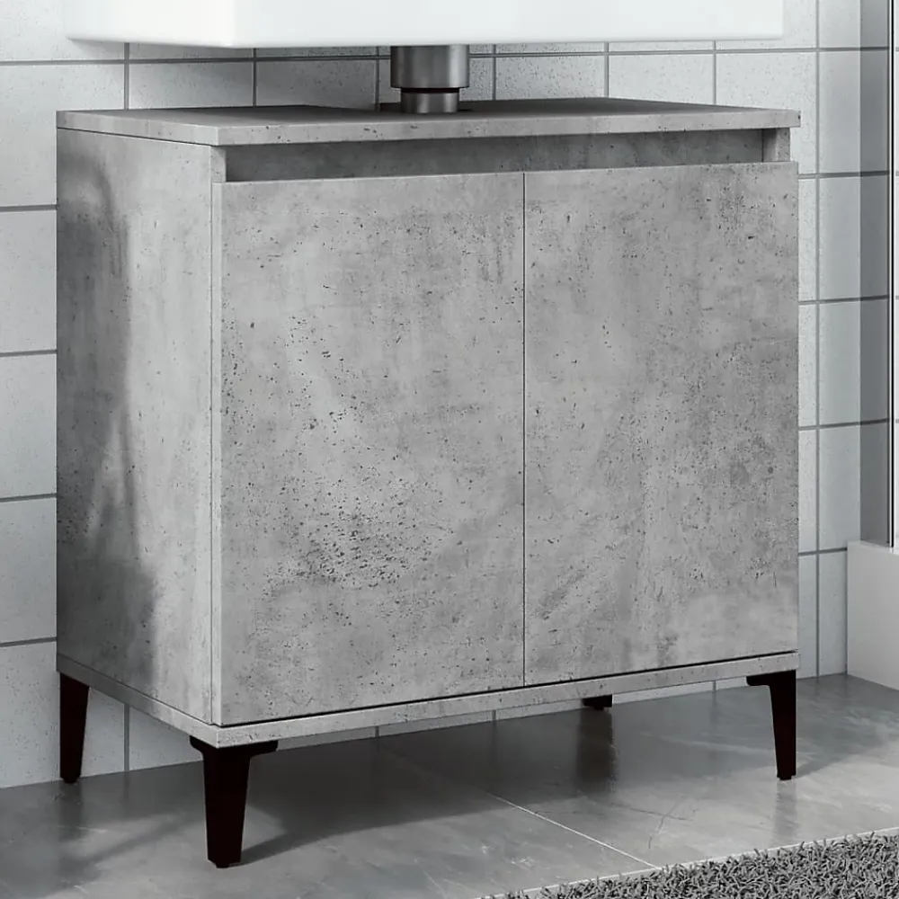 Meuble Wc|zmh Meuble d'évier gris béton 58x33x60 cm bois d'ingénierie
