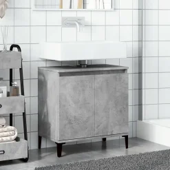 Meuble Wc|zmh Meuble d'évier gris béton 58x33x60 cm bois d'ingénierie