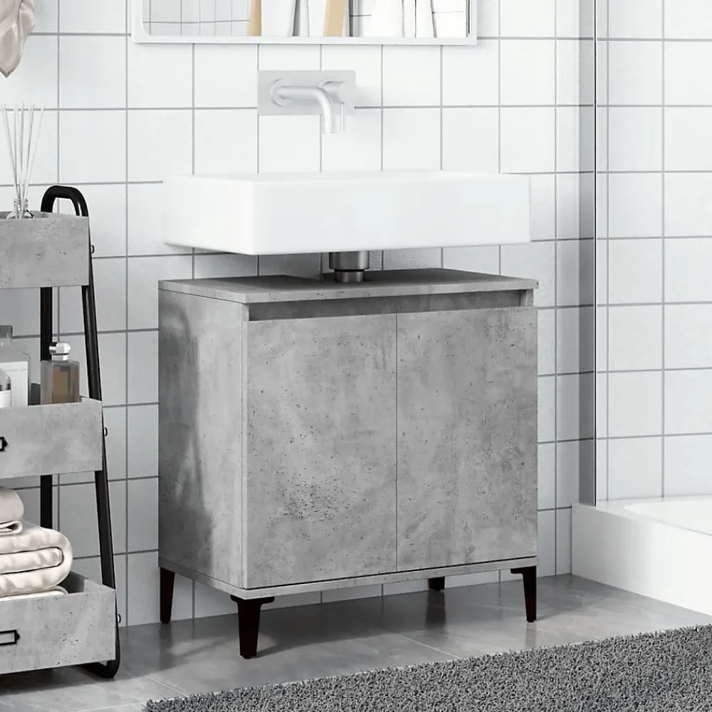 Meuble Wc|zmh Meuble d'évier gris béton 58x33x60 cm bois d'ingénierie