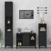 Meuble Wc|zmh Meuble d'évier noir 80x33x60 cm bois d'ingénierie
