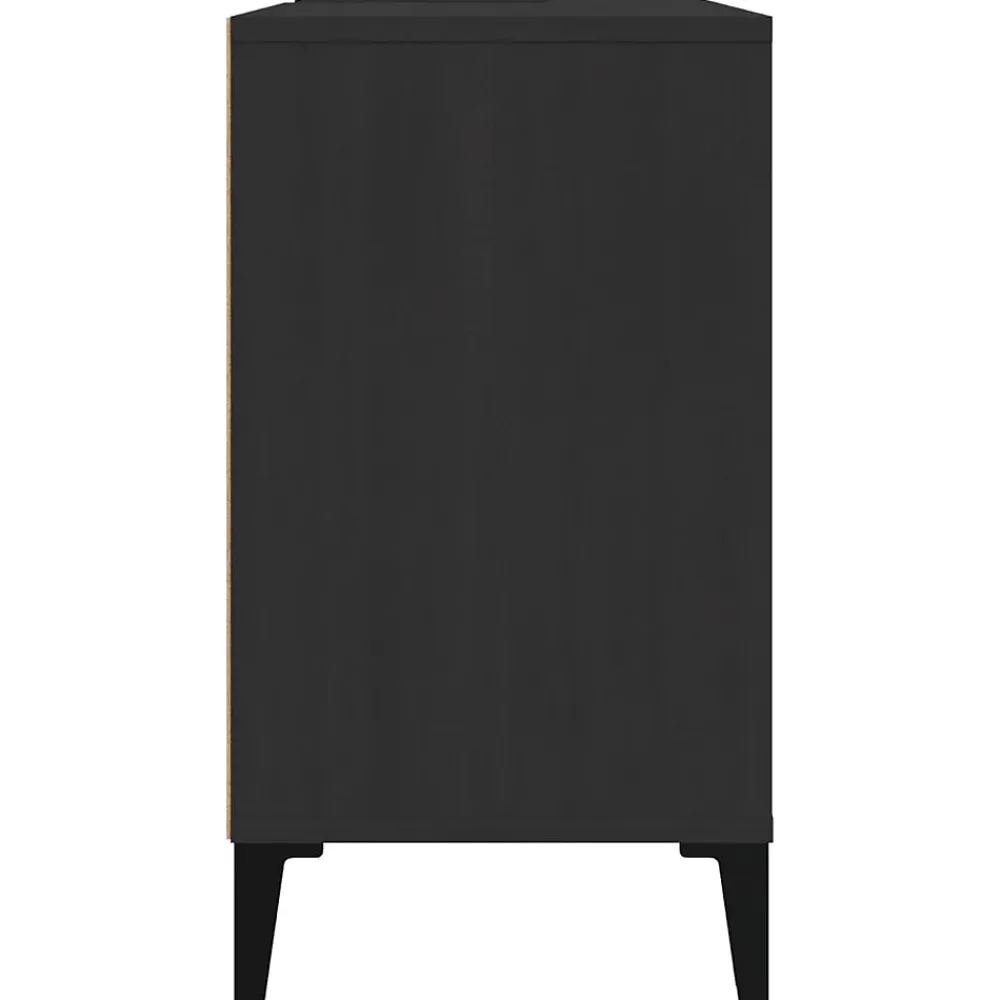 Meuble Wc|zmh Meuble d'évier noir 80x33x60 cm bois d'ingénierie