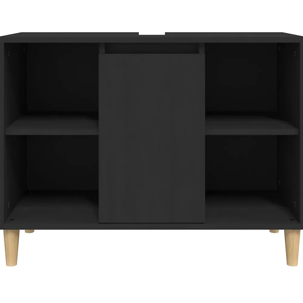 Meuble Wc|zmh Meuble d'évier noir 80x33x60 cm bois d'ingénierie