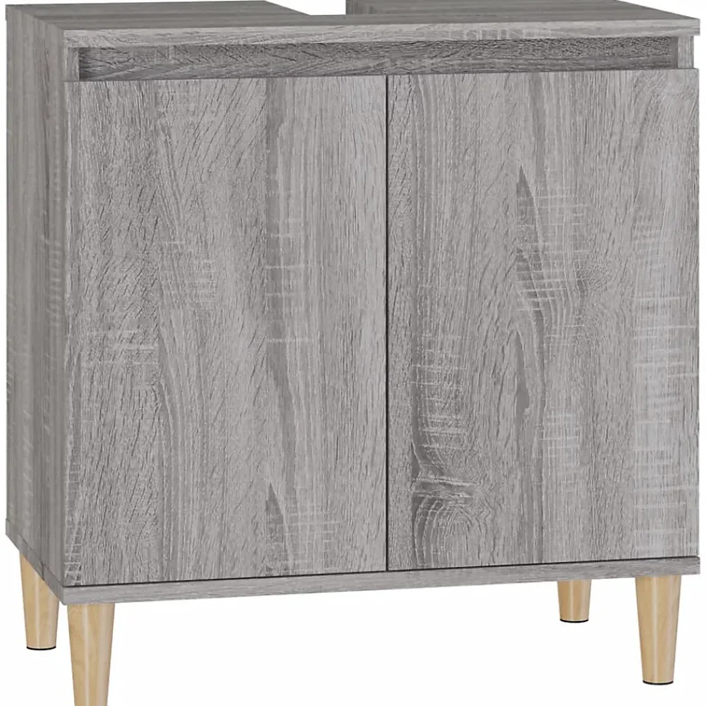 Meuble Wc|zmh Meuble d'évier sonoma gris 58x33x60 cm bois d'ingénierie