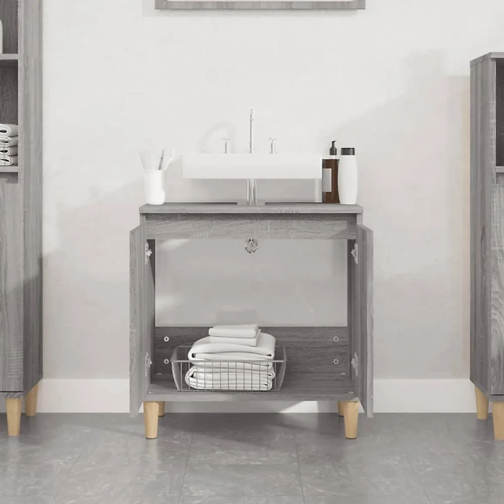 Meuble Wc|zmh Meuble d'évier sonoma gris 58x33x60 cm bois d'ingénierie