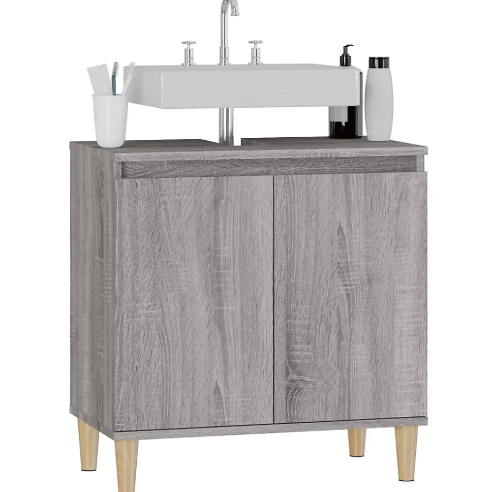 Meuble Wc|zmh Meuble d'évier sonoma gris 58x33x60 cm bois d'ingénierie