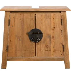 Meuble Wc|zmh Meuble-lavabo de salle de bains pin massif 70x32x63 cm