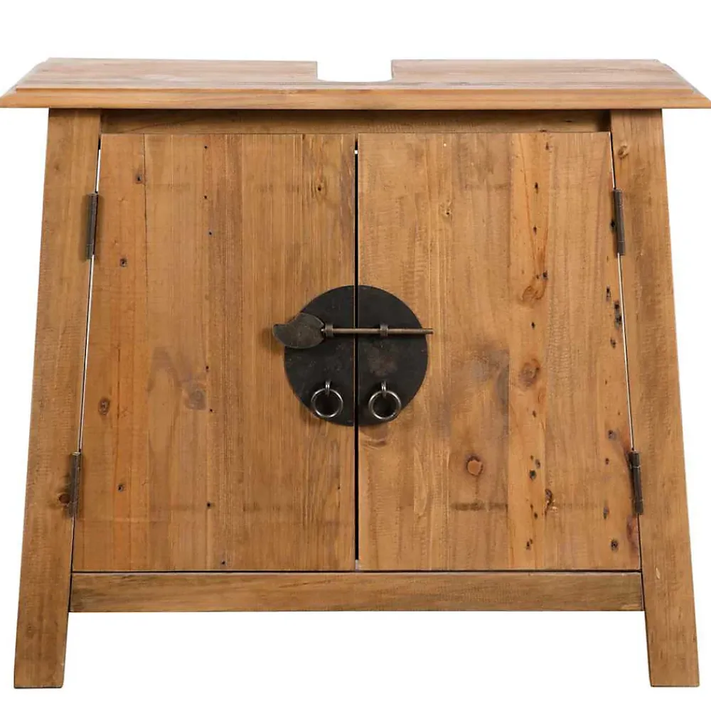 Meuble Wc|zmh Meuble-lavabo de salle de bains pin massif 70x32x63 cm