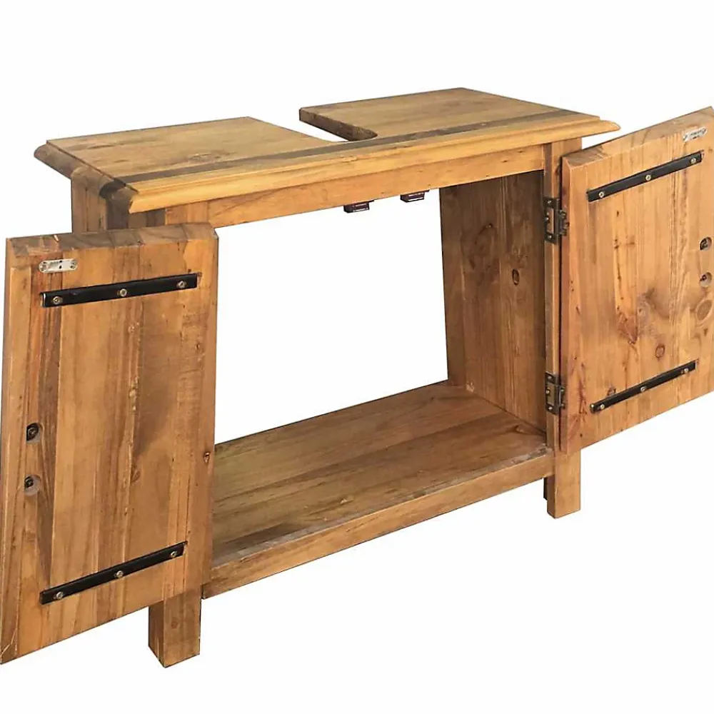 Meuble Wc|zmh Meuble-lavabo de salle de bains pin massif 70x32x63 cm