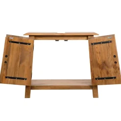 Meuble Wc|zmh Meuble-lavabo de salle de bains pin massif 70x32x63 cm