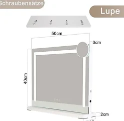 Miroir Grossissant Lumineux|zmh Miroir de Maquillage Éclairant 50x40cm avec 3 Modes de Lumière et Intensité Variable
