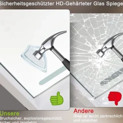 Miroir Grossissant Lumineux|zmh Miroir de Maquillage Éclairant 50x40cm avec 3 Modes de Lumière et Intensité Variable