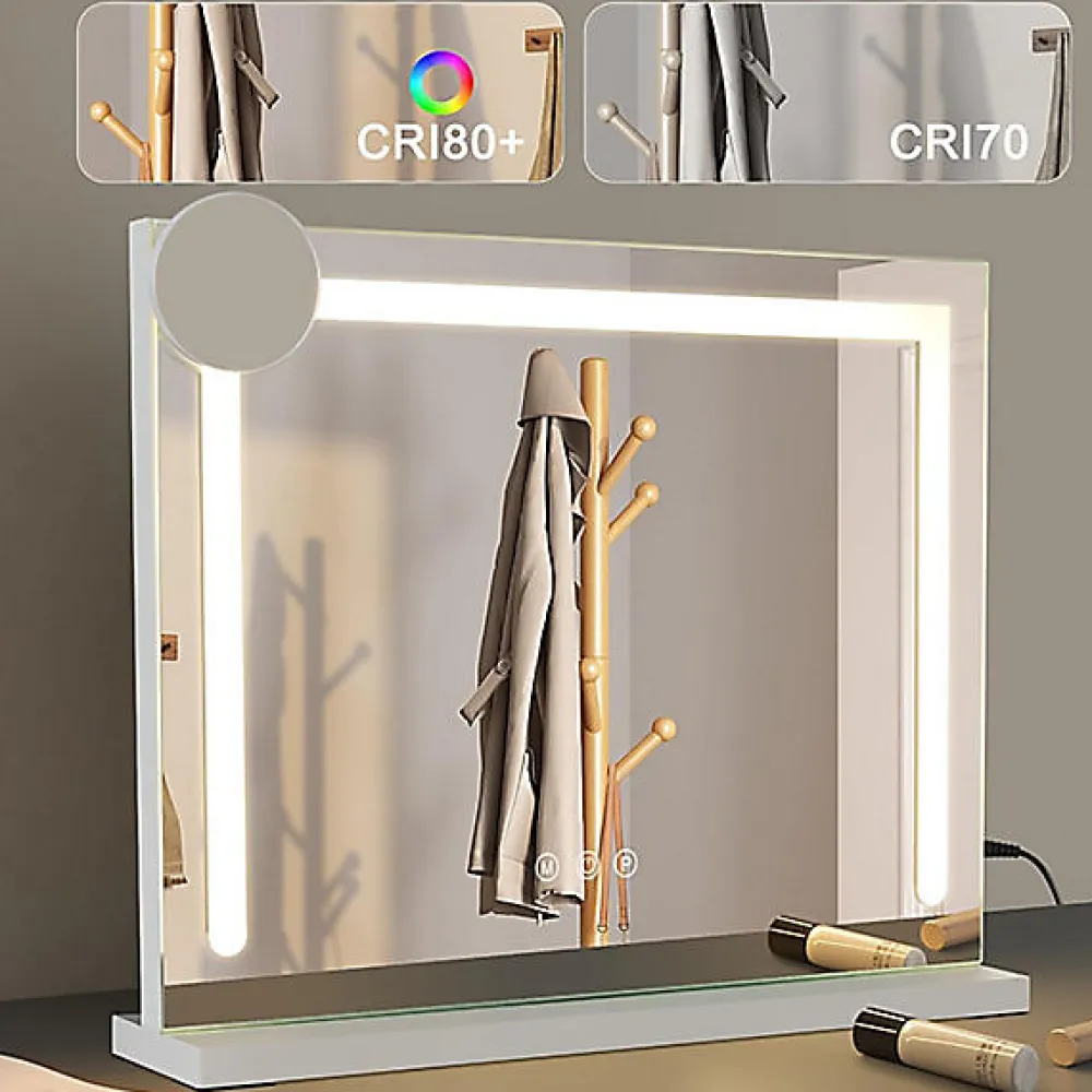 Miroir Grossissant Lumineux|zmh Miroir de Maquillage Éclairant 50x40cm avec 3 Modes de Lumière et Intensité Variable