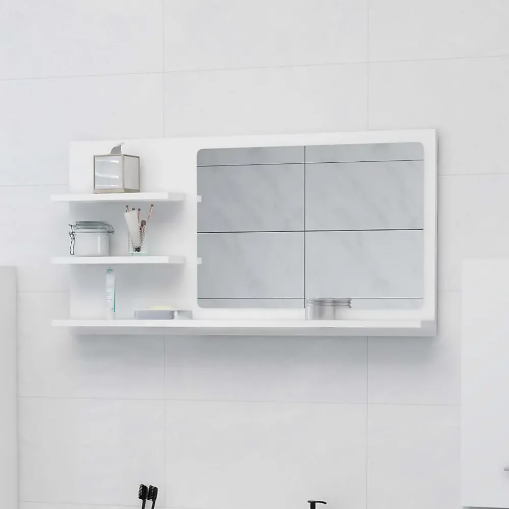 Meuble Wc|zmh Miroir de salle de bain blanc 90x10,5x45 cm