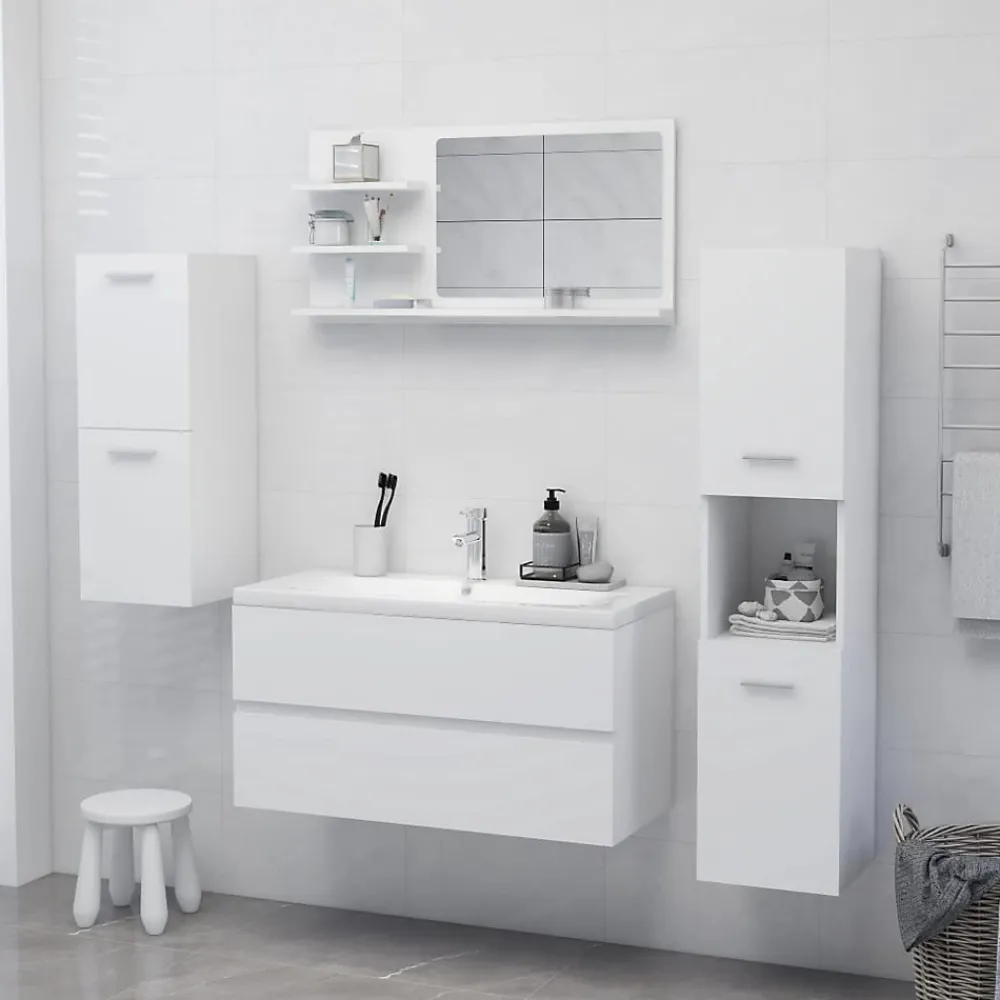 Meuble Wc|zmh Miroir de salle de bain blanc 90x10,5x45 cm