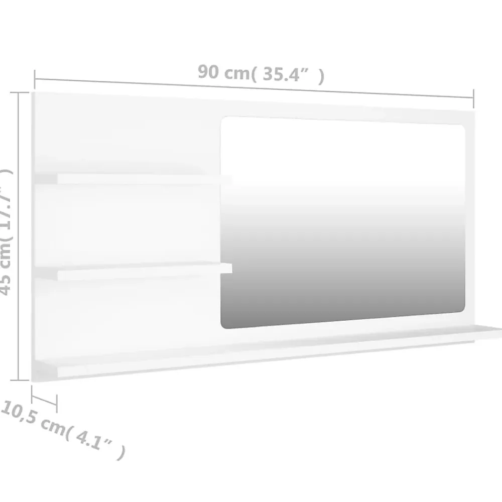 Meuble Wc|zmh Miroir de salle de bain blanc 90x10,5x45 cm