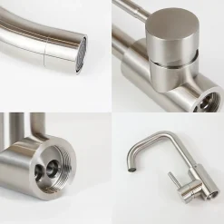 Robinet Lavabo Et Vasque|zmh Mitigeur de lavabo moderne en acier inoxydable pour salle de bain avec douche extractible