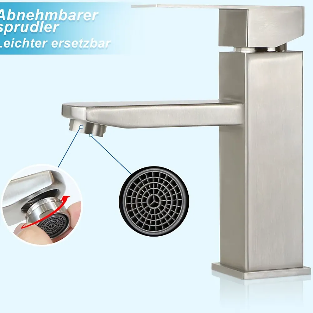 Robinet Lavabo Et Vasque|zmh Robinet de lavabo en acier inoxydable haute pression avec mitigeur monocommande