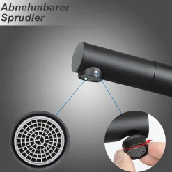 zmh Robinet de lavabo noir avec douchette extensible pour salle de bain et cuisine