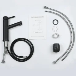 zmh Robinet de lavabo noir avec douchette extensible pour salle de bain et cuisine